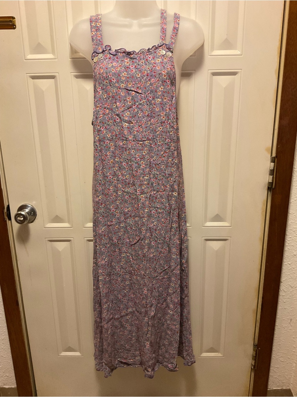Carol Anderson Y2K lavender ruffle Floral Midi Dress - Sleeveless